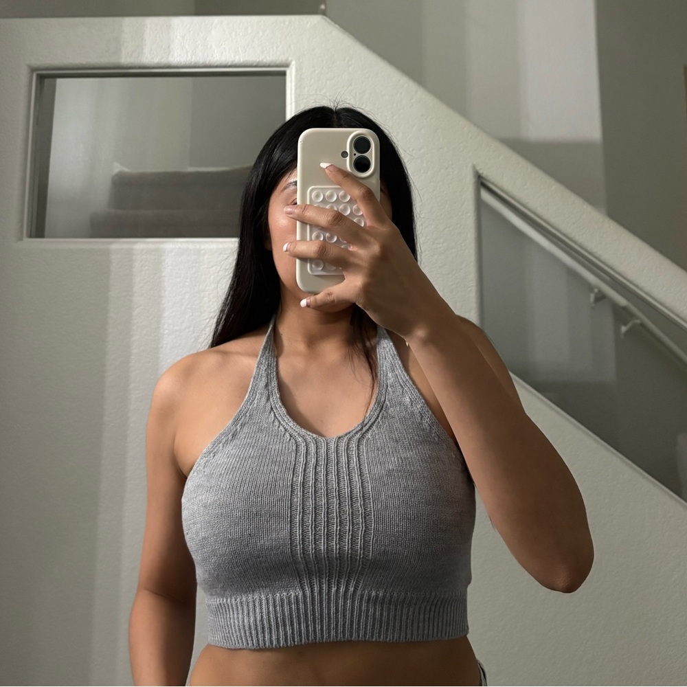SHEIN Gray Halter Neck Tank Top